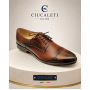 Pantofi barbati maro din piele naturala perforata cu sireturi si talpa neagra RSY479M